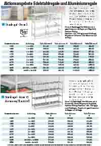 Bild Aktionsangebote Edelstahl- und aluminiumregale